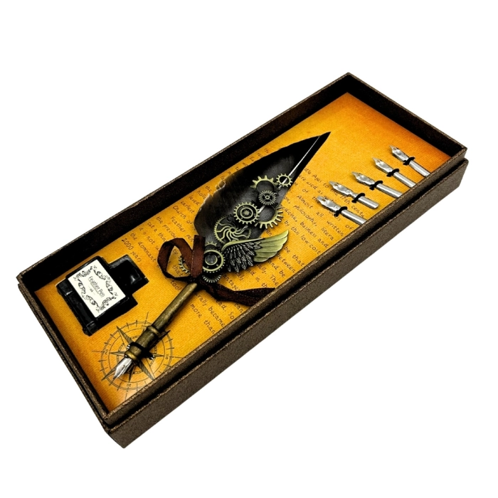 Zestaw do Kaligrafii Retro z Piórem Gęsim i 6 Stalówkami